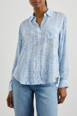 RAILS Josephine Button Down Aqua Mixed Animals