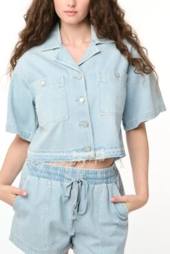 Blank NYC Unwind Short Sleeve Denim Top