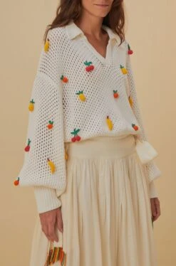 Farm Rio Crochet Fruit Sweater