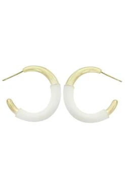 Gold Hoop White Enamel