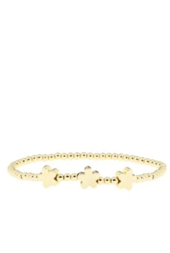 Gold-3mm Ball Bracelet With Flower Beads