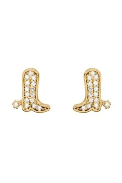 14K Gold Dip Western Boots Earring